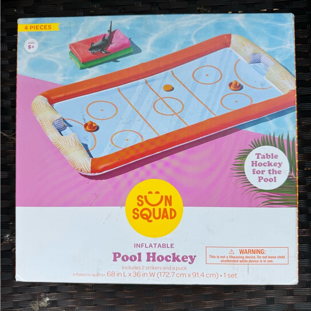 Outdoor Pool Hockey Game Orange and Blue